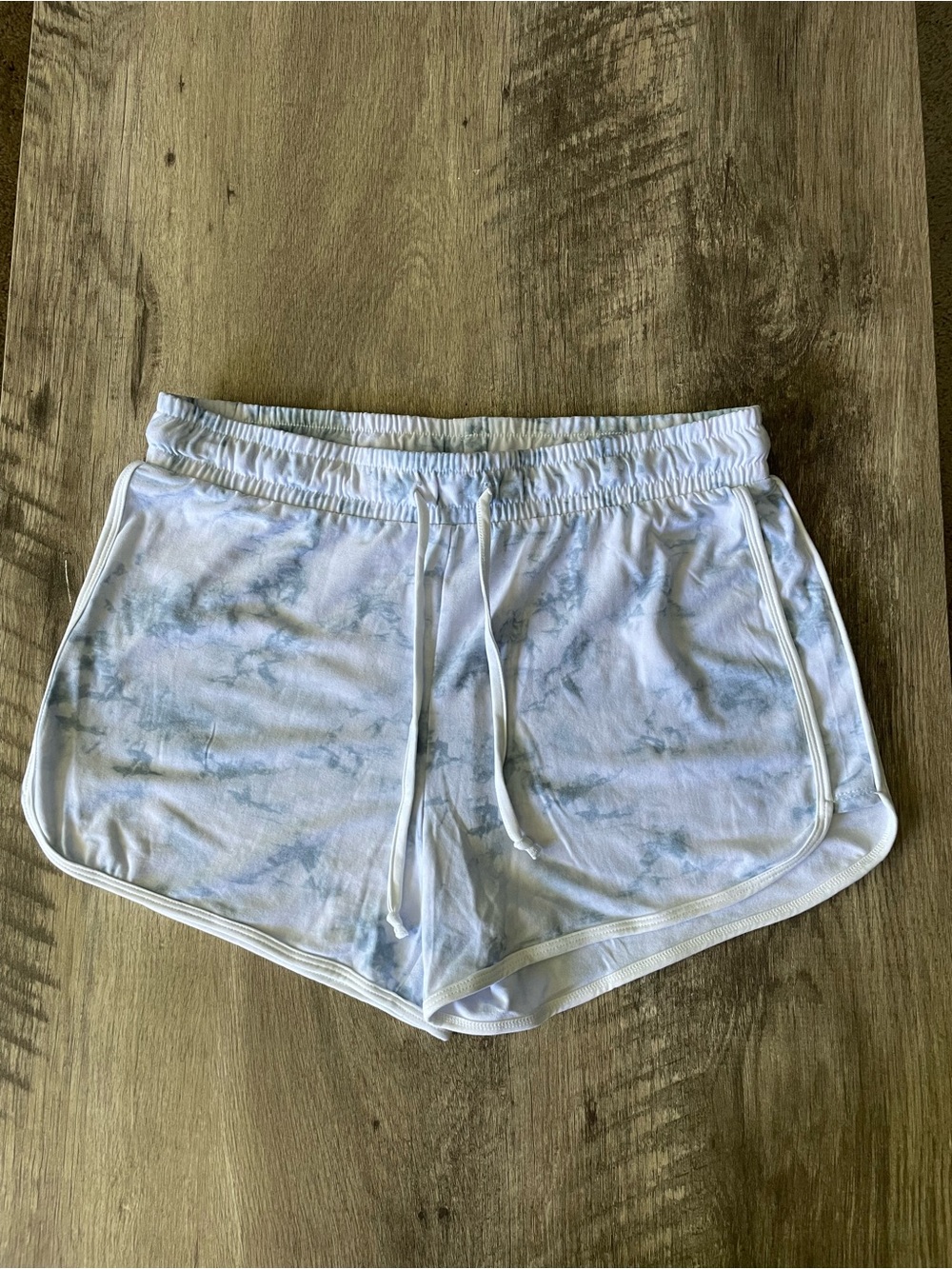 Light Blue Tie-Dye Athletic Shorts with Drawstring Waist